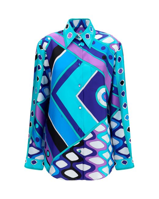 Women's Blue Geometric Print Shirt