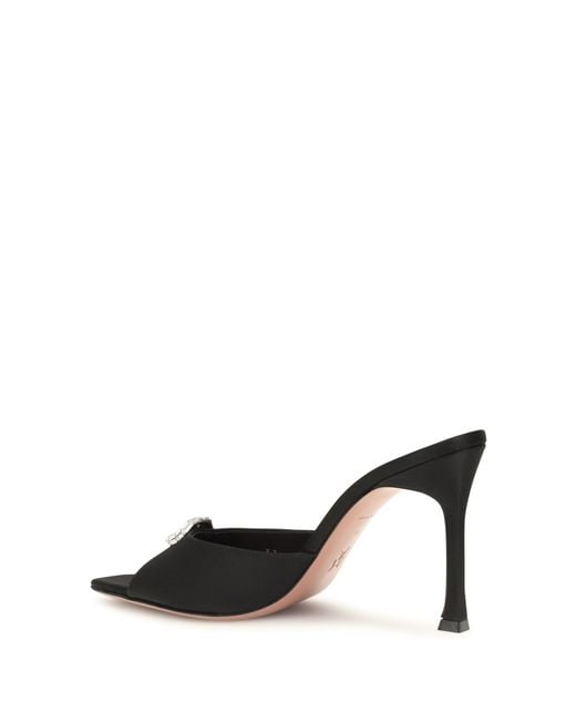 AMINA MUADDI Black Mule Sandals Camelia Satin