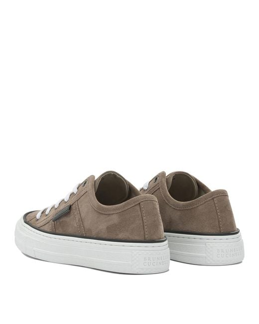 Brunello Cucinelli Brown "Shiny Tab" Low Sneakers