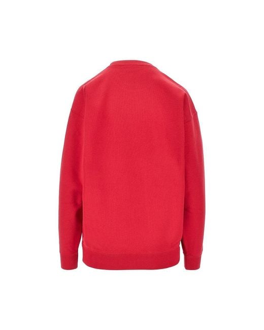 Saint Laurent Red Cotton Sweatshirt With Logo Embroidery