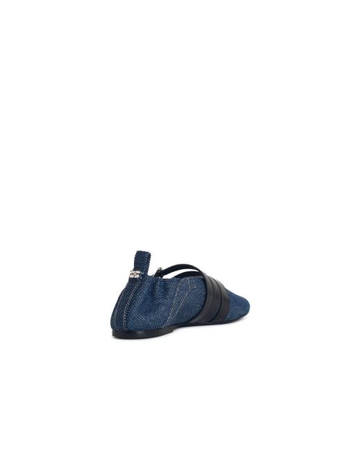 Ganni Blue 'Sporty' Denim Ballet Flats 'Rinse'
