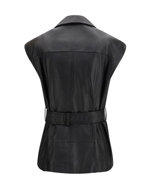 Pinko Black Biker Vest Gypsy Goatskin