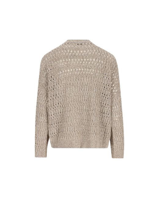Brunello Cucinelli Natural Linen Crewneck Knitwear for men