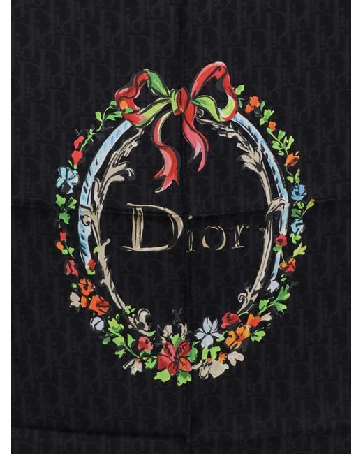 Dior Black Dior Dior Arabesque Dioriviera 90 Silk Foulard