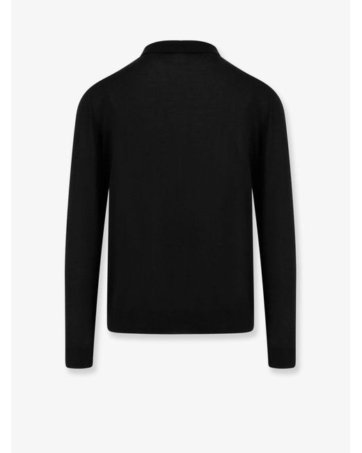 Kiton Black Wool Polo Shirt for men