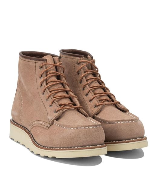 Red Wing Brown "6' Moc Toe 3319 Dusty Rose Abilene" Lace-Up Ankle Boots