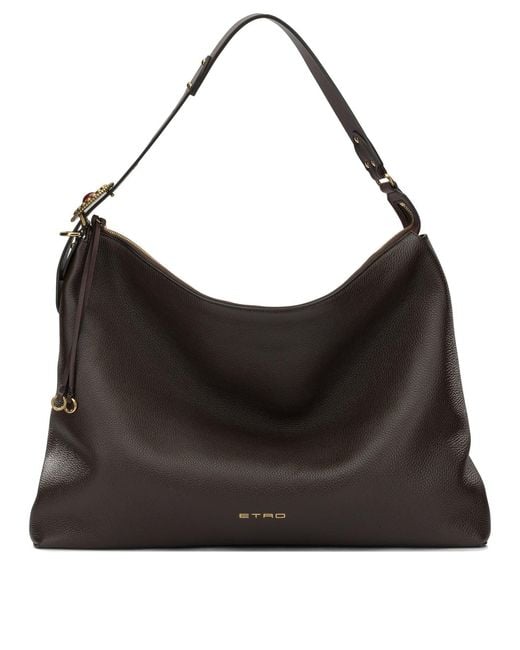 Etro Black Large Leather Shoulder Bag