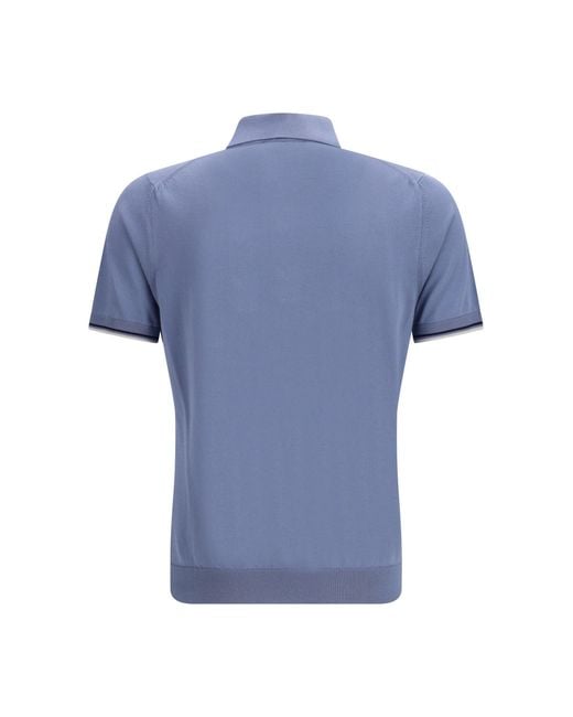 Moorer Blue Cotton Polo Shirt for men