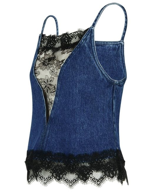 Off-White c/o Virgil Abloh Blue Denim Top With Lace Inserts