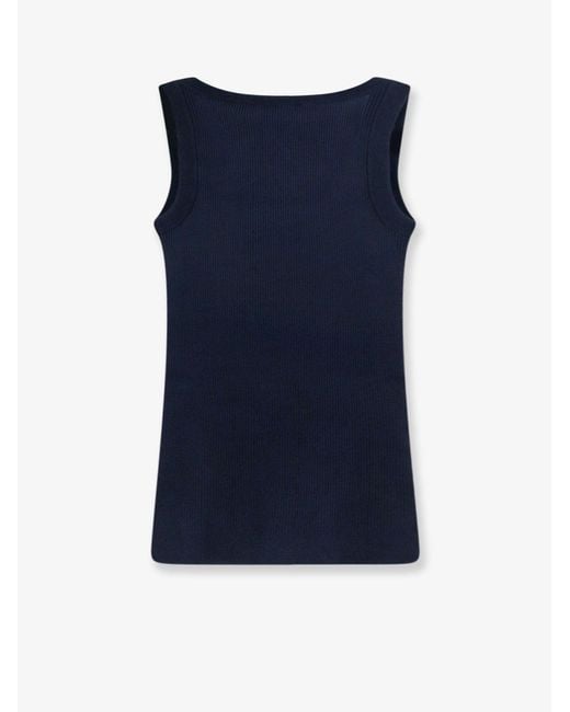 Miu Miu Blue Ribbed Cotton Tank Top
