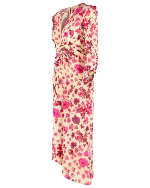 Isabel Marant Red 'Albini' Long Stretch Silk Dress