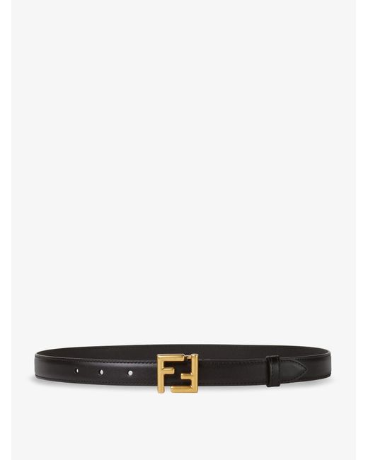 Women's White Ff Leather Belt