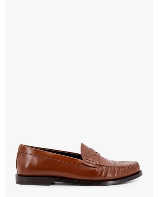 Céline Brown Vivienne Leather Loafer With Perforated Triomphe Logo for men