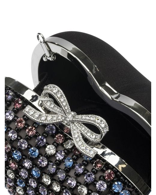 Self-Portrait Black Heart Clutch With Crystals