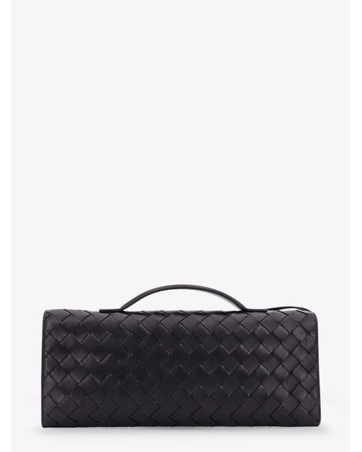 Bottega Veneta White Andiamo Leather Clutch With Intrecciato Pattern