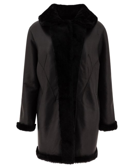 B&W Black B&W Reversible Shearling Coat