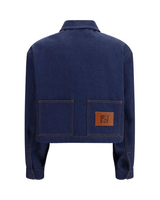 Fendi Blue Cropped Denim Jacket