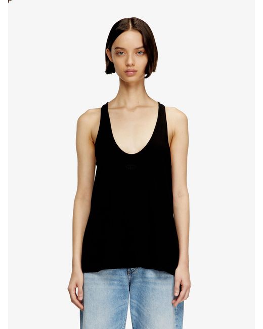DIESEL Black Ribbed Cotton Tank Top