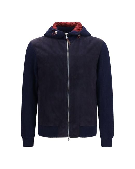 Brunello Cucinelli Blue Knit Jacket English for men