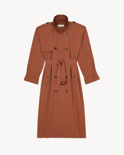 Saint Laurent Brown Silk And Cotton Trench Coat