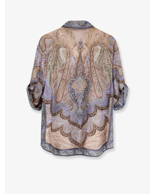 Zimmermann Gray Wanderlust Silk Shirt