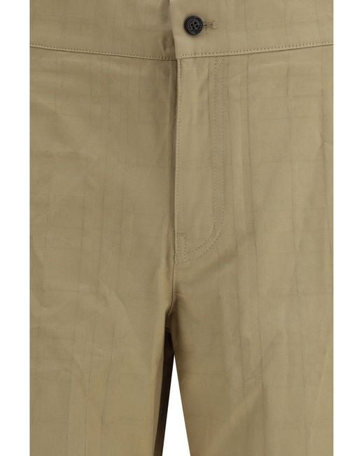 Burberry Natural Textured Check Cotton Pants for men