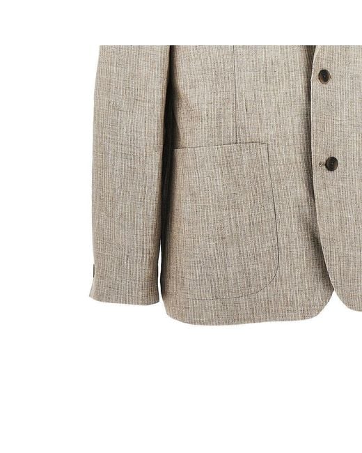 Wax London Gray 'Fintry' Striped Linen Blazer for men