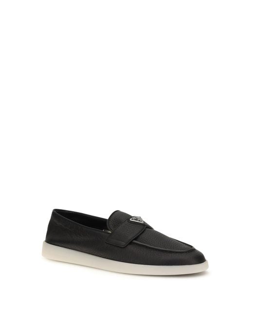 Prada Black Leather Loafers for men