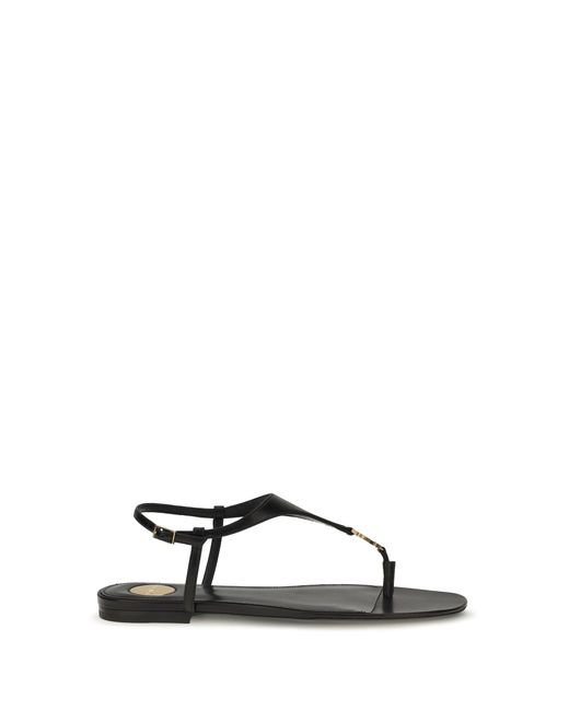 Saint Laurent Black Cassandre Leather Sandals
