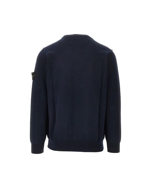 Stone Island Blue Organic Cotton Crewneck Sweater for men