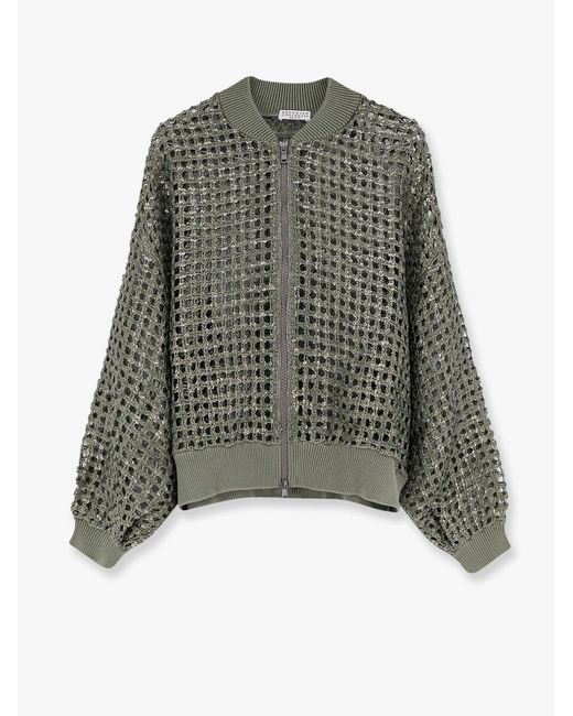 Women's Green Dazzling Net Embroidery Silk And Linen Cardigan