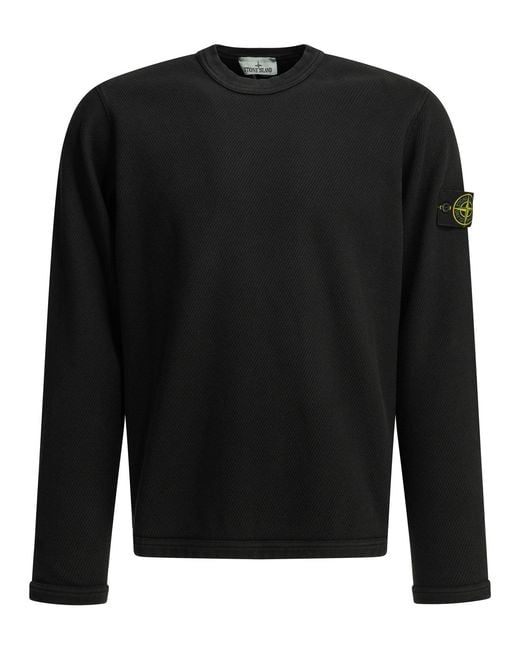 Stone Island Black Mesh Stitch Crewneck Sweatshirt for men
