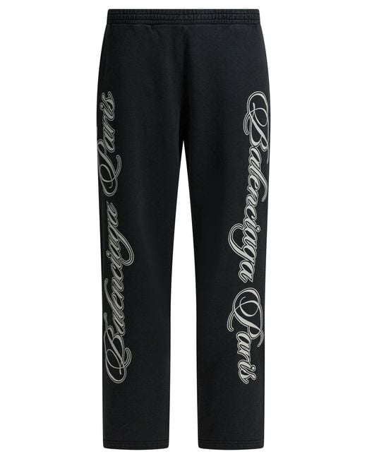 Balenciaga Black "Baggy Cursive" Pants for men