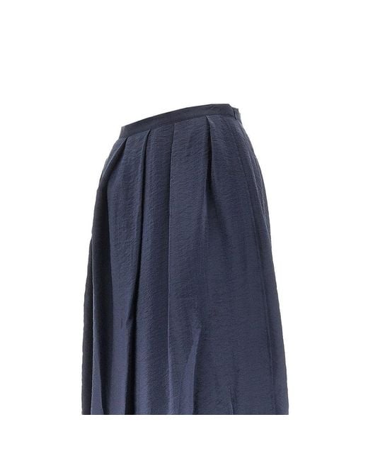 Emporio Armani Blue Tecno Creponne Midi Skirt