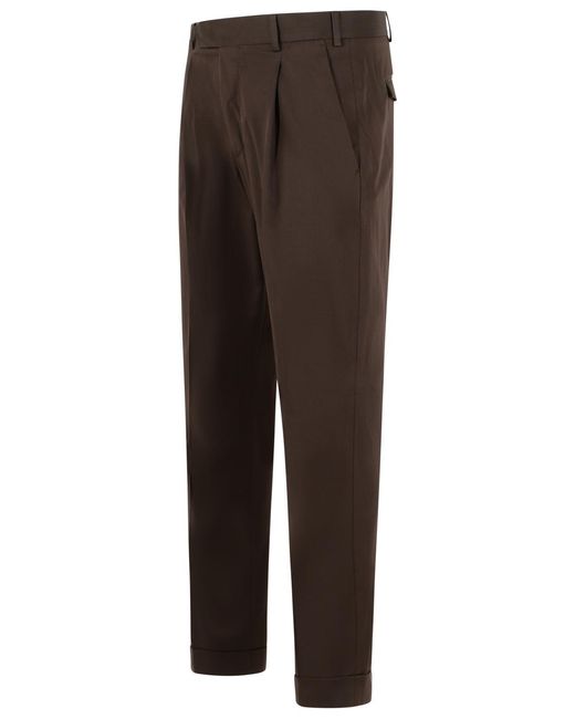 PT01 Brown 'Rebel' Stretch Cotton Pants for men