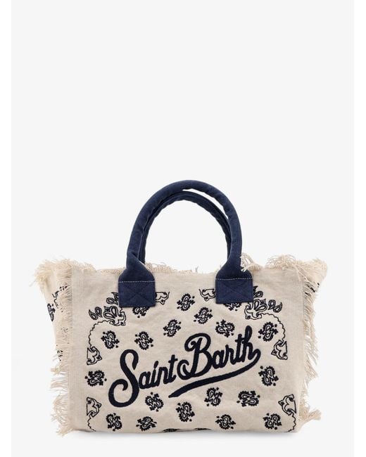 Mc2 Saint Barth Blue Vanity Cotton Handbag