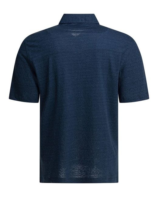 Brunello Cucinelli Blue Linen And Cotton Polo Shirt for men