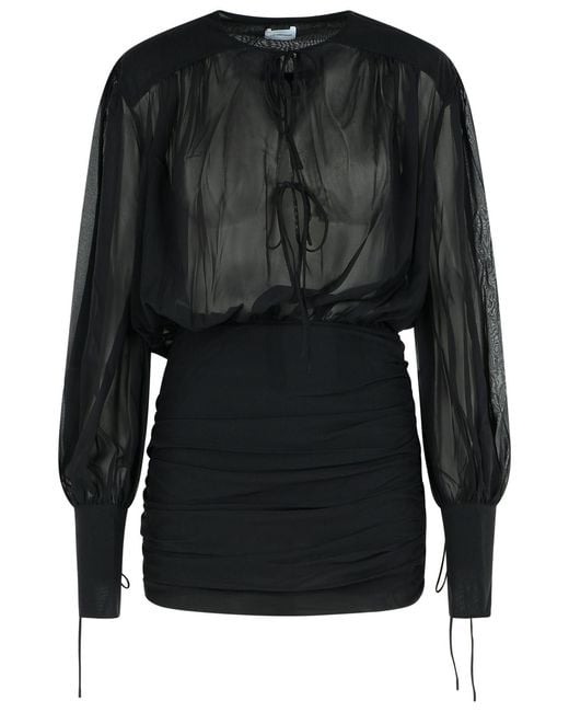 ANDAMANE Black 'Yulia' Silk Mini Dress