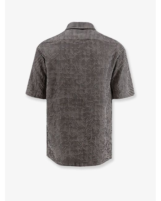 Hevò Gray Cotton Blend Shirt With Checked Pattern for men