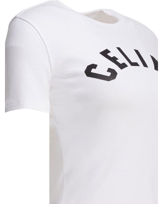 Céline White Cotton T-Shirt With Logo