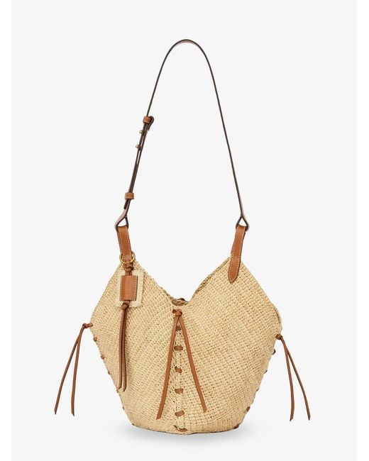 Isabel Marant Natural Losange Raffia Shoulder Bag