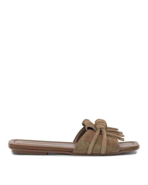 Pomme D'or Slide In Pelle Scamosciata Sandals Brown