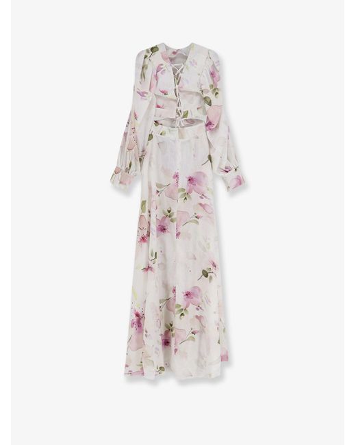 ACTUALEE White Linen And Cotton Long Dress