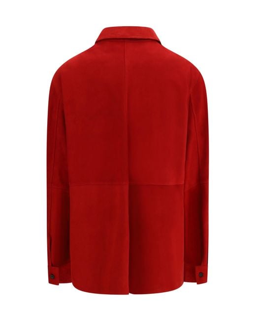 Totême Red Suede Shirt Jacket