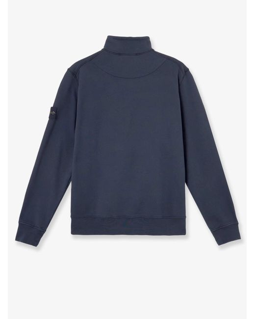 Stone Island Blue Cotton Sweatshirt With Side Logo Patch for men