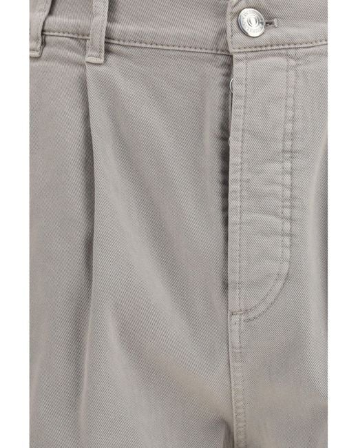 Brunello Cucinelli Gray Stretch Canvas Pants for men