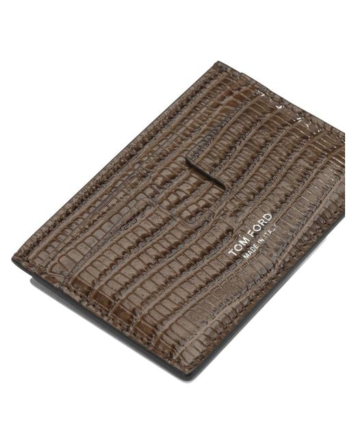Tom Ford Brown "Tejus T Line" Card Holder for men