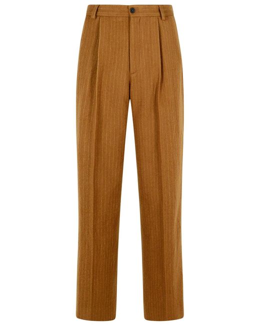 Dries Van Noten Brown 'Penrud' Straight Wool Pants for men