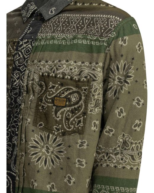 Kapital Black Flannel Reversible Bandana Overshirt Jacket for men