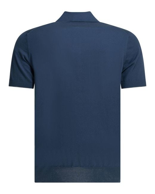 Brunello Cucinelli Blue Polo Shirt With Buttons for men